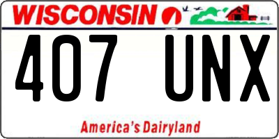 WI license plate 407UNX