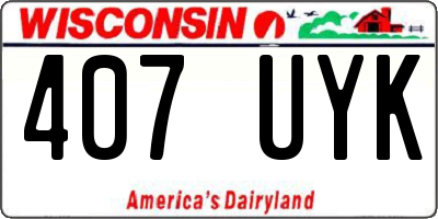 WI license plate 407UYK
