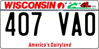WI license plate 407VAO