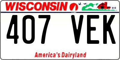 WI license plate 407VEK
