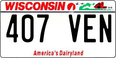 WI license plate 407VEN
