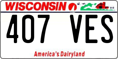 WI license plate 407VES