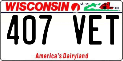 WI license plate 407VET