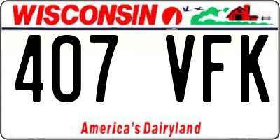 WI license plate 407VFK