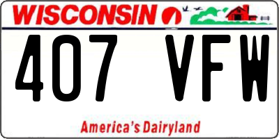 WI license plate 407VFW