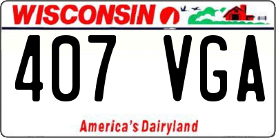 WI license plate 407VGA