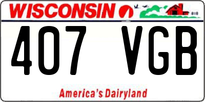 WI license plate 407VGB