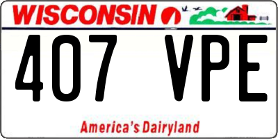 WI license plate 407VPE