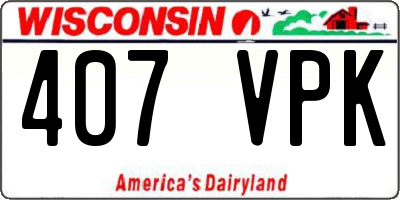 WI license plate 407VPK