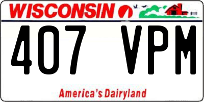 WI license plate 407VPM
