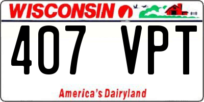 WI license plate 407VPT