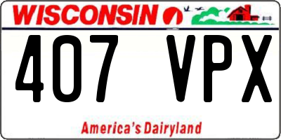 WI license plate 407VPX