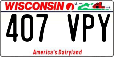 WI license plate 407VPY