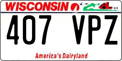 WI license plate 407VPZ