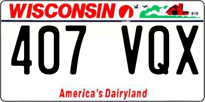 WI license plate 407VQX