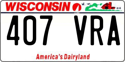 WI license plate 407VRA