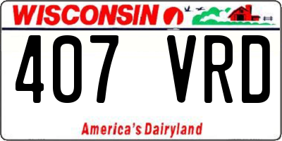 WI license plate 407VRD