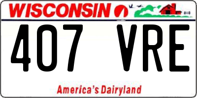 WI license plate 407VRE