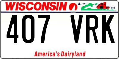 WI license plate 407VRK