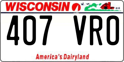 WI license plate 407VRO