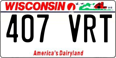 WI license plate 407VRT