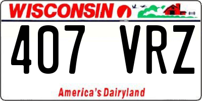 WI license plate 407VRZ