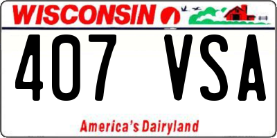 WI license plate 407VSA