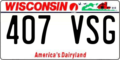 WI license plate 407VSG