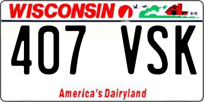 WI license plate 407VSK
