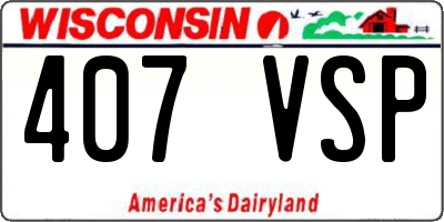 WI license plate 407VSP