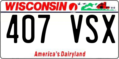 WI license plate 407VSX