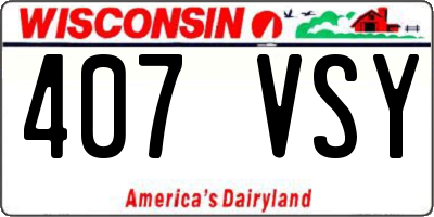 WI license plate 407VSY