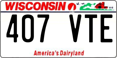 WI license plate 407VTE
