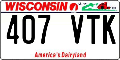 WI license plate 407VTK