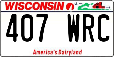 WI license plate 407WRC