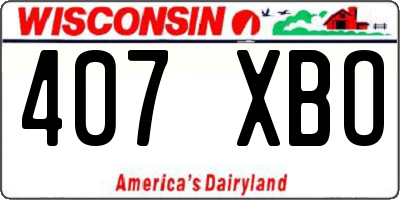 WI license plate 407XBO