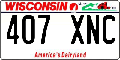 WI license plate 407XNC
