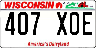 WI license plate 407XOE