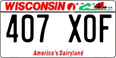 WI license plate 407XOF