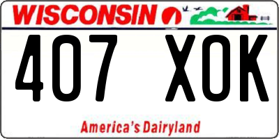 WI license plate 407XOK