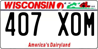 WI license plate 407XOM