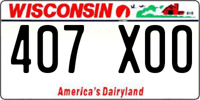 WI license plate 407XOO