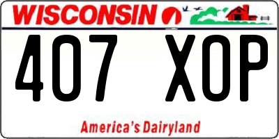 WI license plate 407XOP