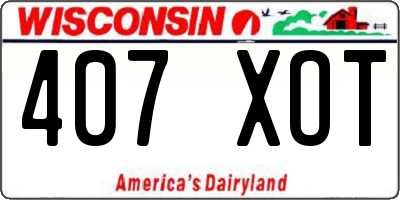 WI license plate 407XOT