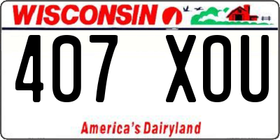 WI license plate 407XOU