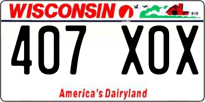 WI license plate 407XOX