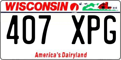 WI license plate 407XPG