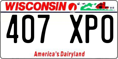 WI license plate 407XPO