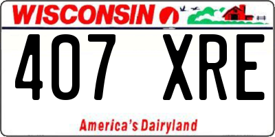 WI license plate 407XRE