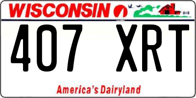 WI license plate 407XRT